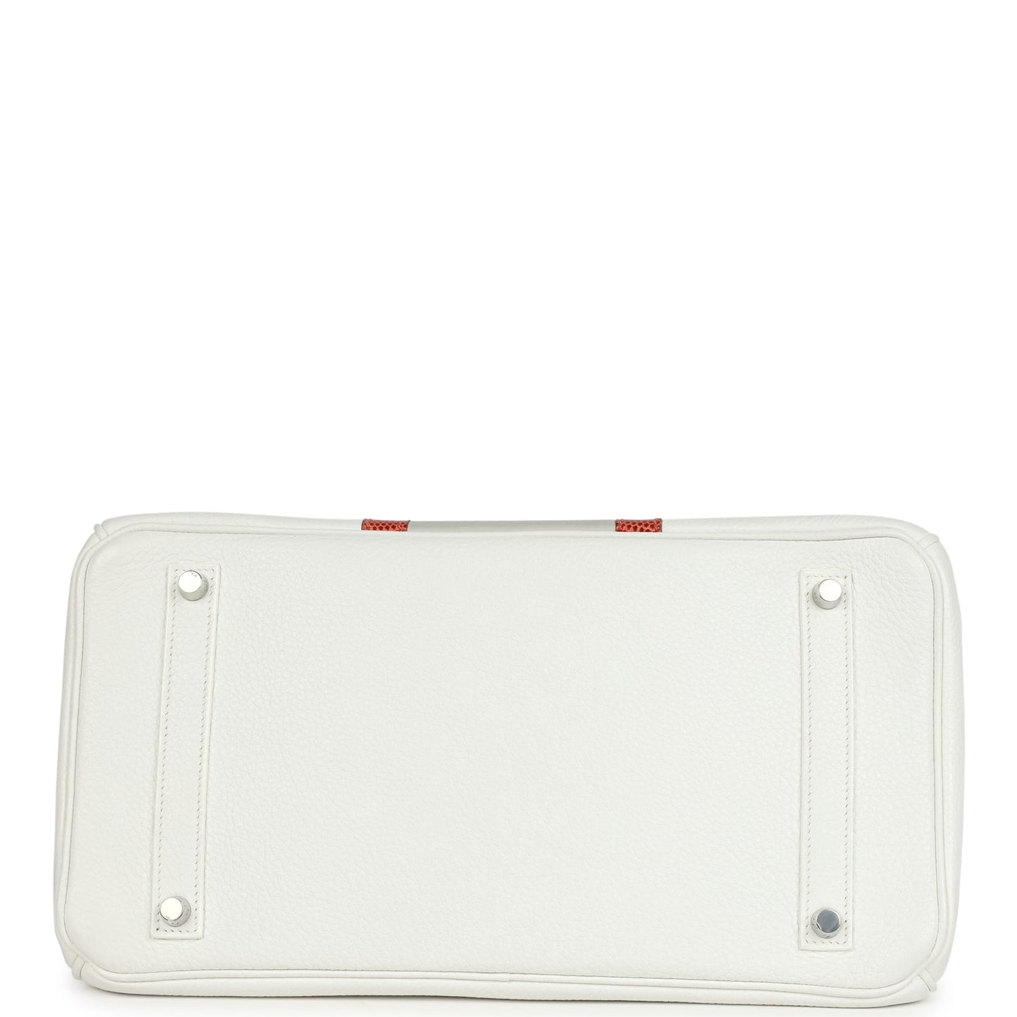Hermes Birkin Club 35 White and Gris Perle Clemence and Sanguine Lizard Palladium Hardware