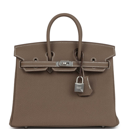 Hermes Birkin 25 Etoupe Togo Brushed Palladium Hardware