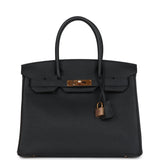 Hermes Birkin 30 Black Togo Rose Gold Hardware