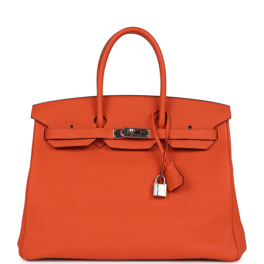 Hermes Birkin 35 Orange Togo Palladium Hardware