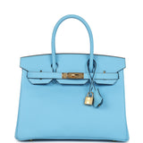 Hermes Birkin 30 Celeste Epsom Gold Hardware