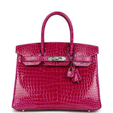 Hermes Birkin 30 Rose Poupre Shiny Porosus Crocodile Palladium Hardware