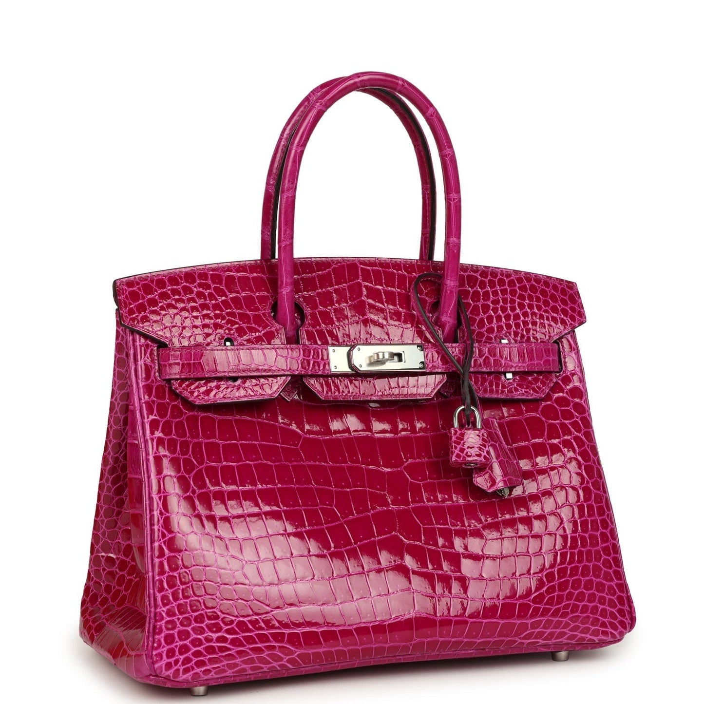 Hermes Birkin 30 Rose Poupre Shiny Porosus Crocodile Palladium Hardware