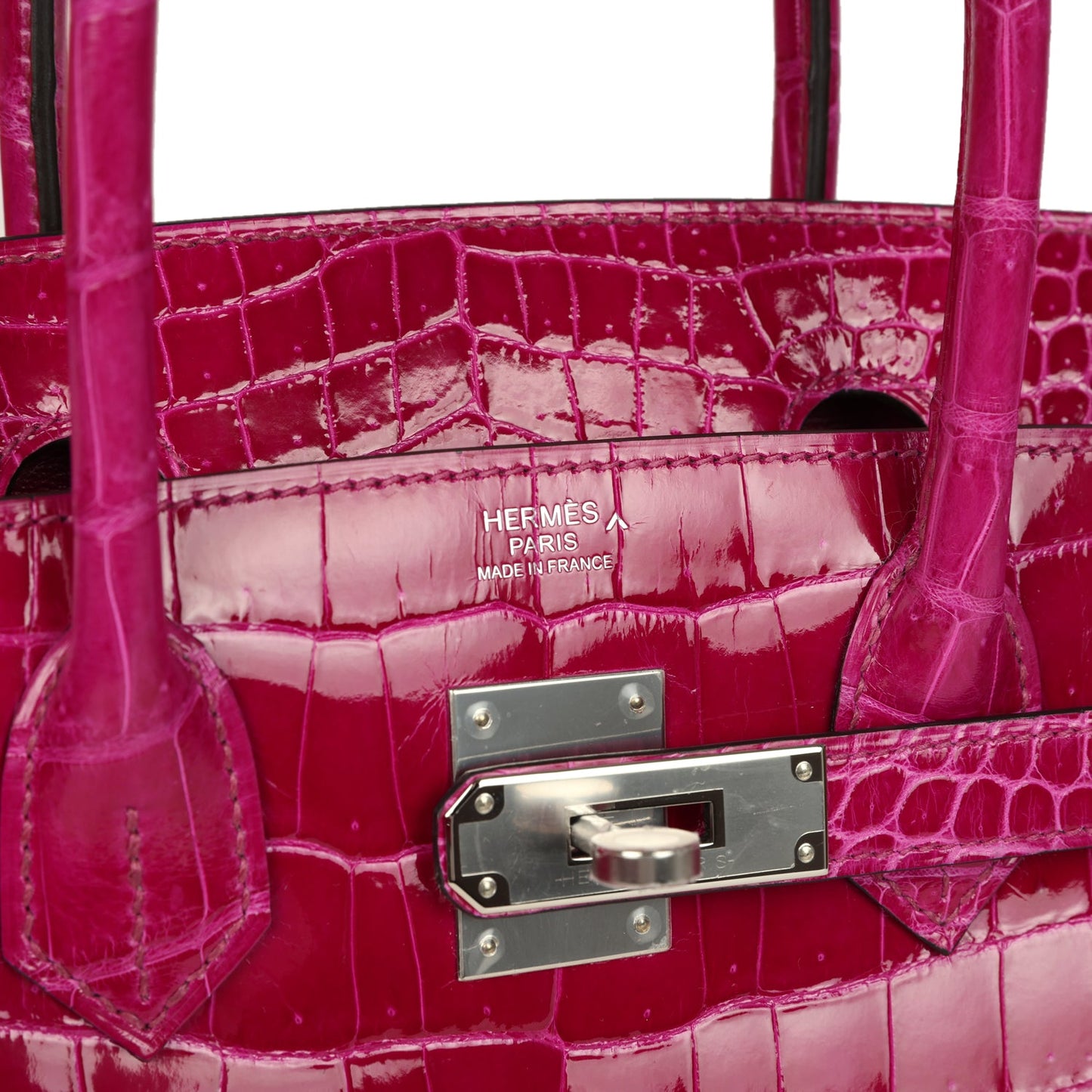 Hermes Birkin 30 Rose Poupre Shiny Porosus Crocodile Palladium Hardware