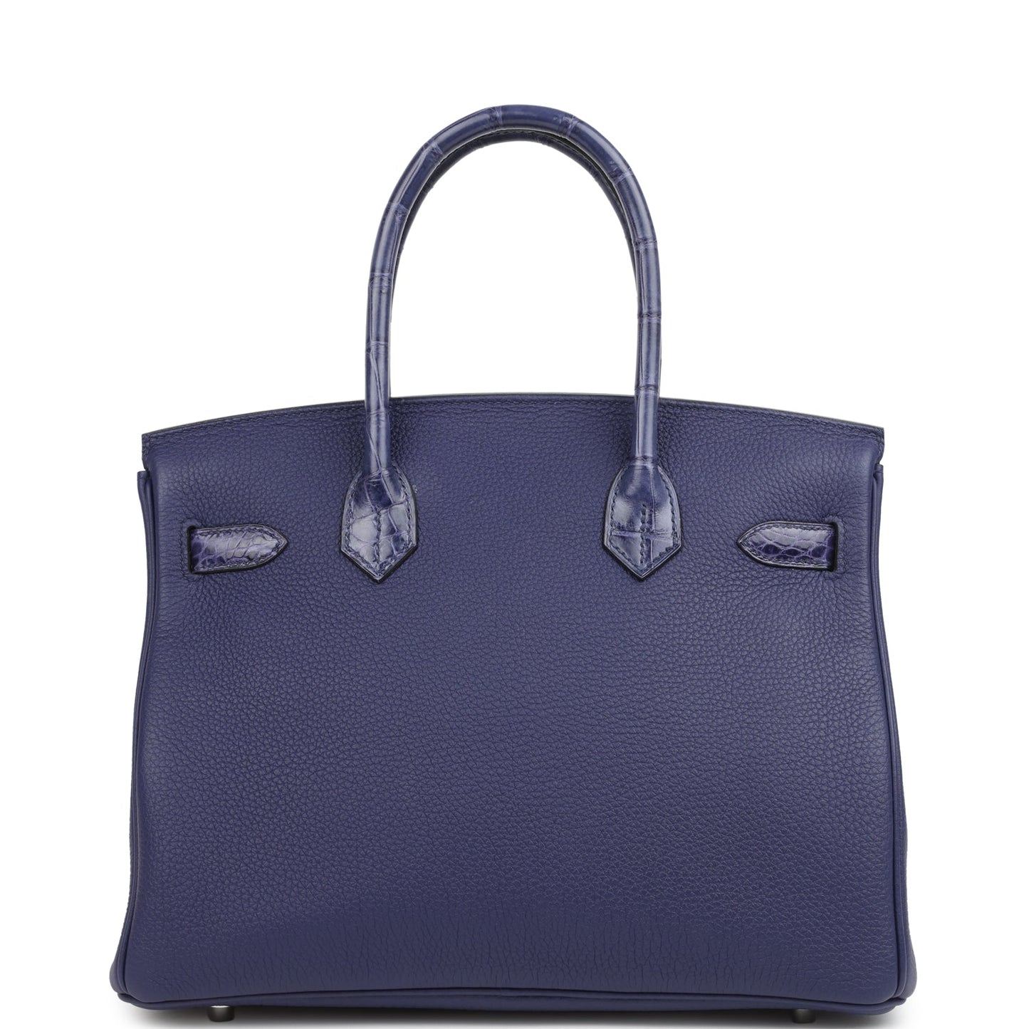 Hermes Birkin 30 Bleu Encre Togo and Shiny Niloticus Crocodile Touch Palladium Hardware