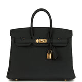 Hermes Birkin 25 Black Togo Gold Hardware
