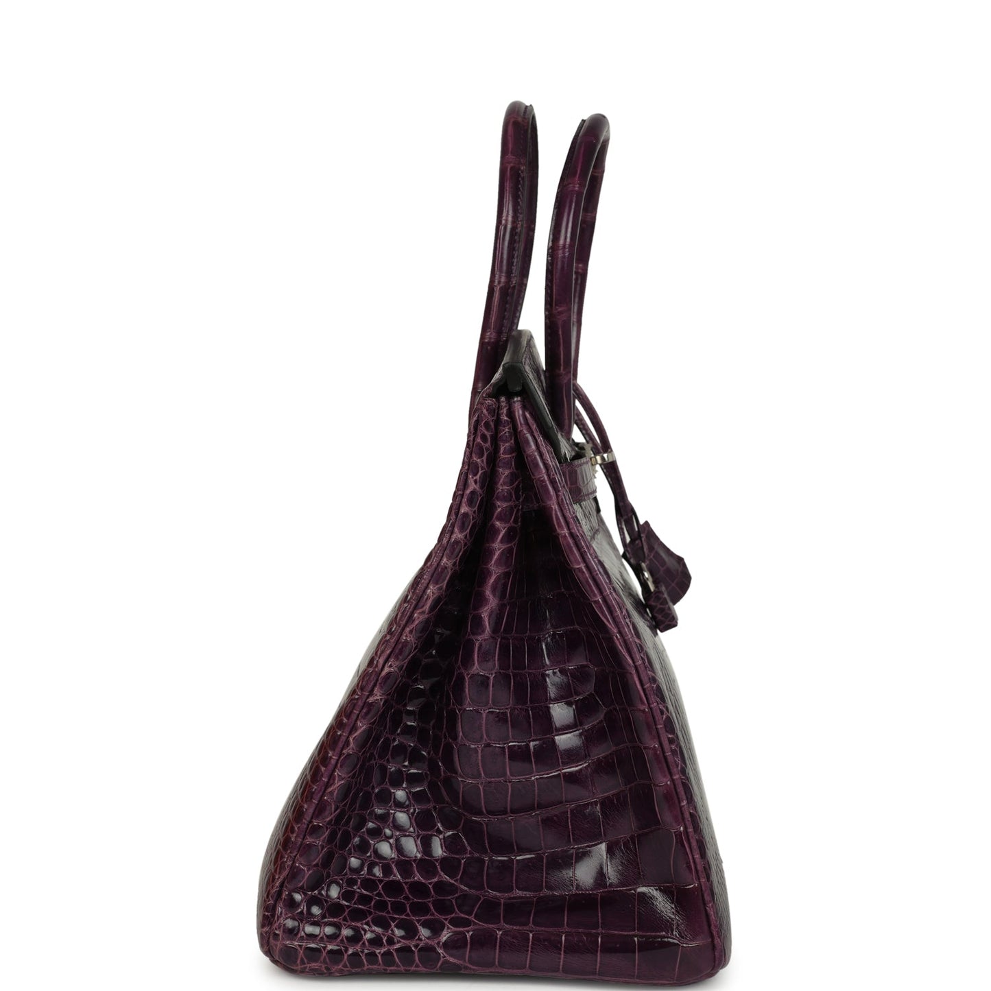 Hermes Birkin 35 Amethyst Shiny Porosus Crocodile Palladium Hardware