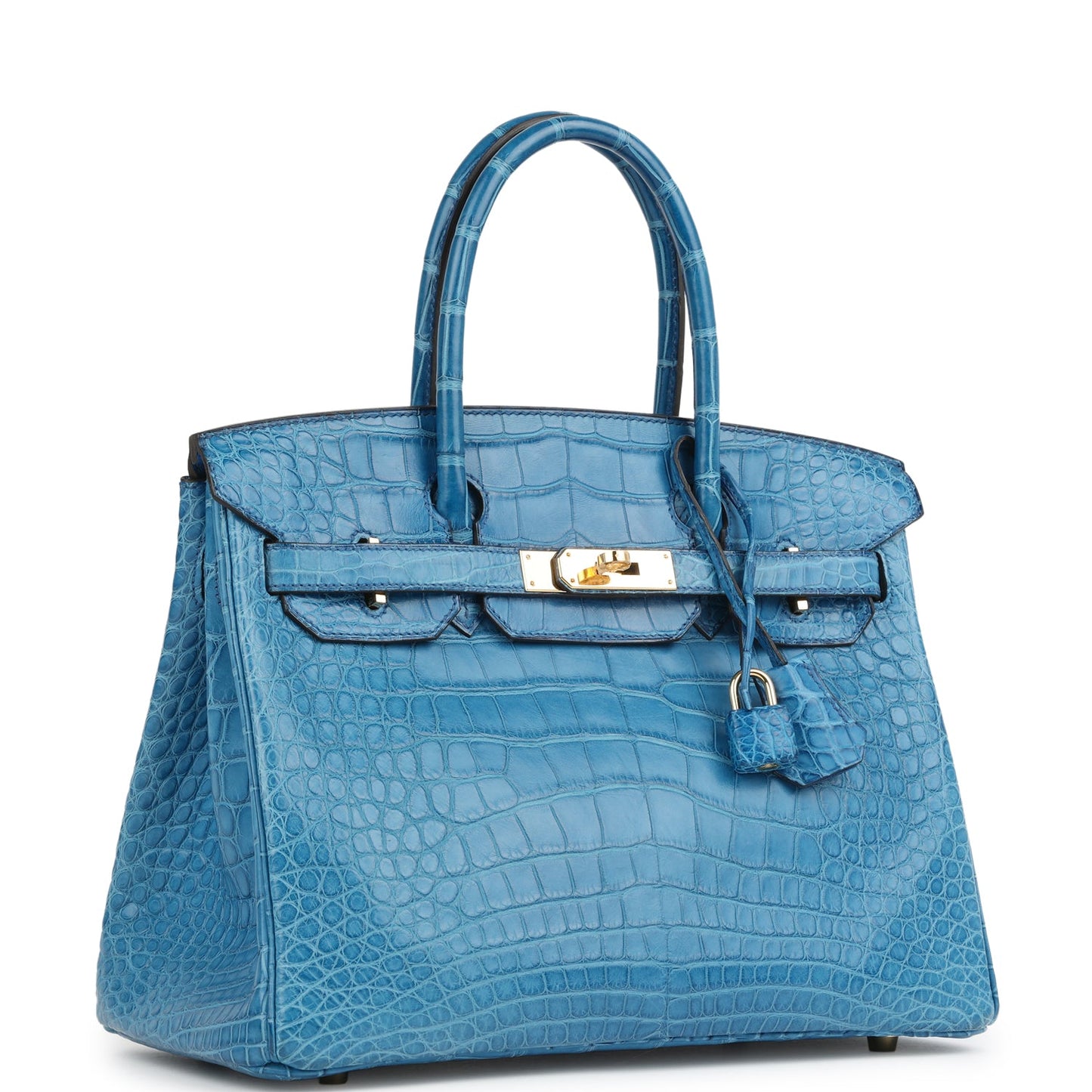 Hermes Birkin 30 Bleu Mykonos Matte Alligator Gold Hardware