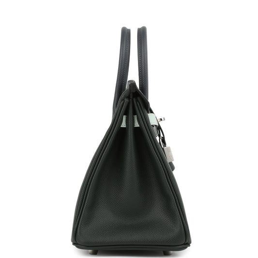 Hermes Birkin 25 Tricolor Vert Fonce, Ardoise and Vert Peppermint Epsom Palladium Hardware