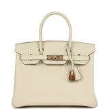 Hermes Birkin 30 Craie Epsom Rose Gold Hardware