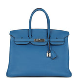 Hermes Birkin 35 Bleu Mykonos Togo Palladium Hardware