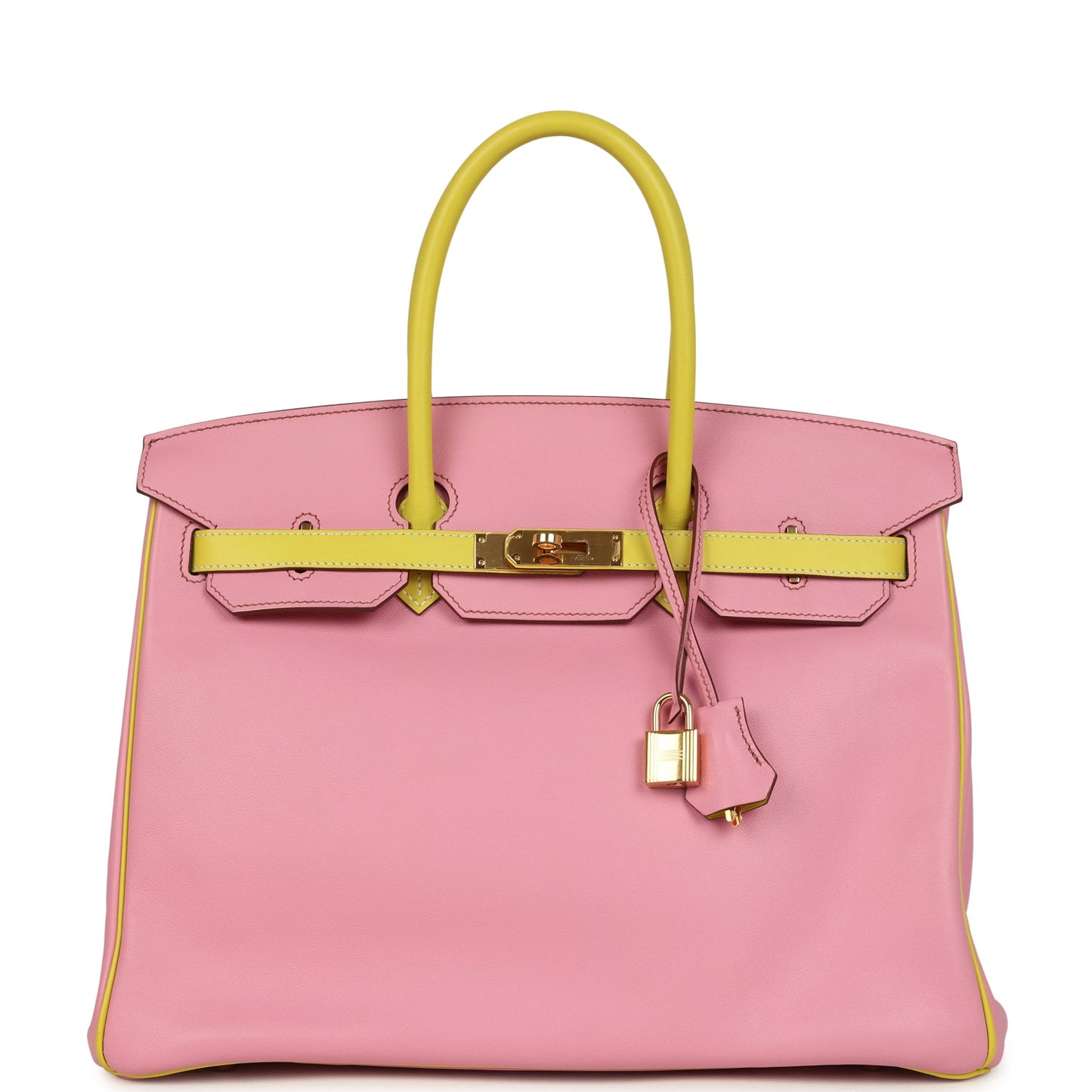 Hermes Special Order (HSS) Birkin 35 5P Bubblegum and Lime Swift Gold Hardware