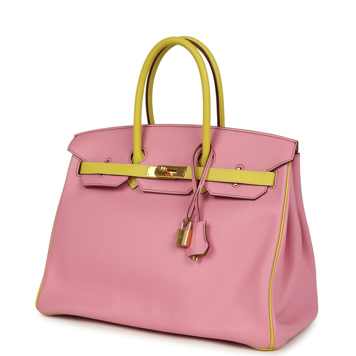 Hermes Special Order (HSS) Birkin 35 5P Bubblegum and Lime Swift Gold Hardware