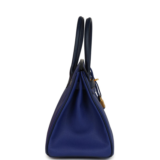 Hermes Special Order (HSS) Birkin 30 Bleu Electric and Bleu Saphir Epsom Brushed Gold Hardware