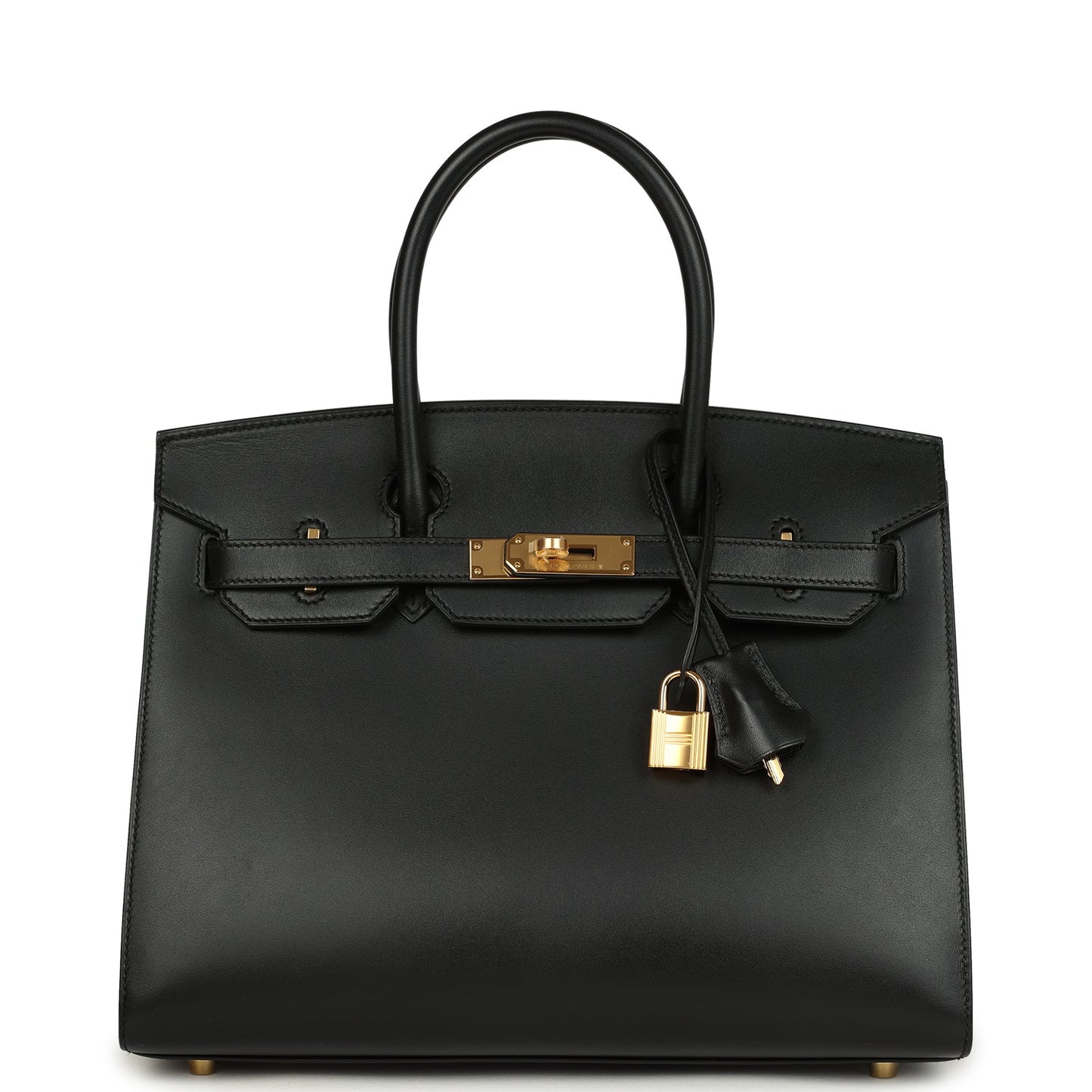 Hermes Birkin Sellier 30 Black Monsieur Gold Hardware