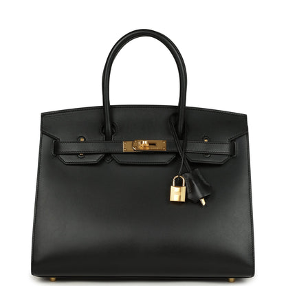 Hermes Birkin Sellier 30 Black Monsieur Gold Hardware