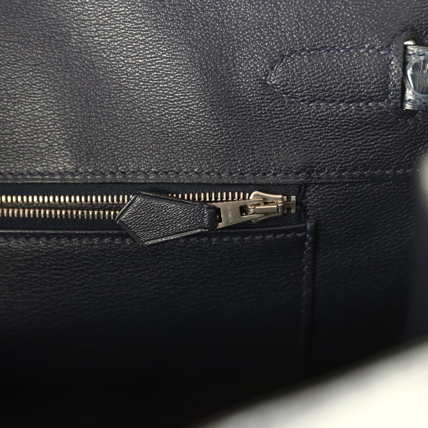 Hermes Birkin 35 Bleu Abysse Shiny Porosus Crocodile Palladium Hardware