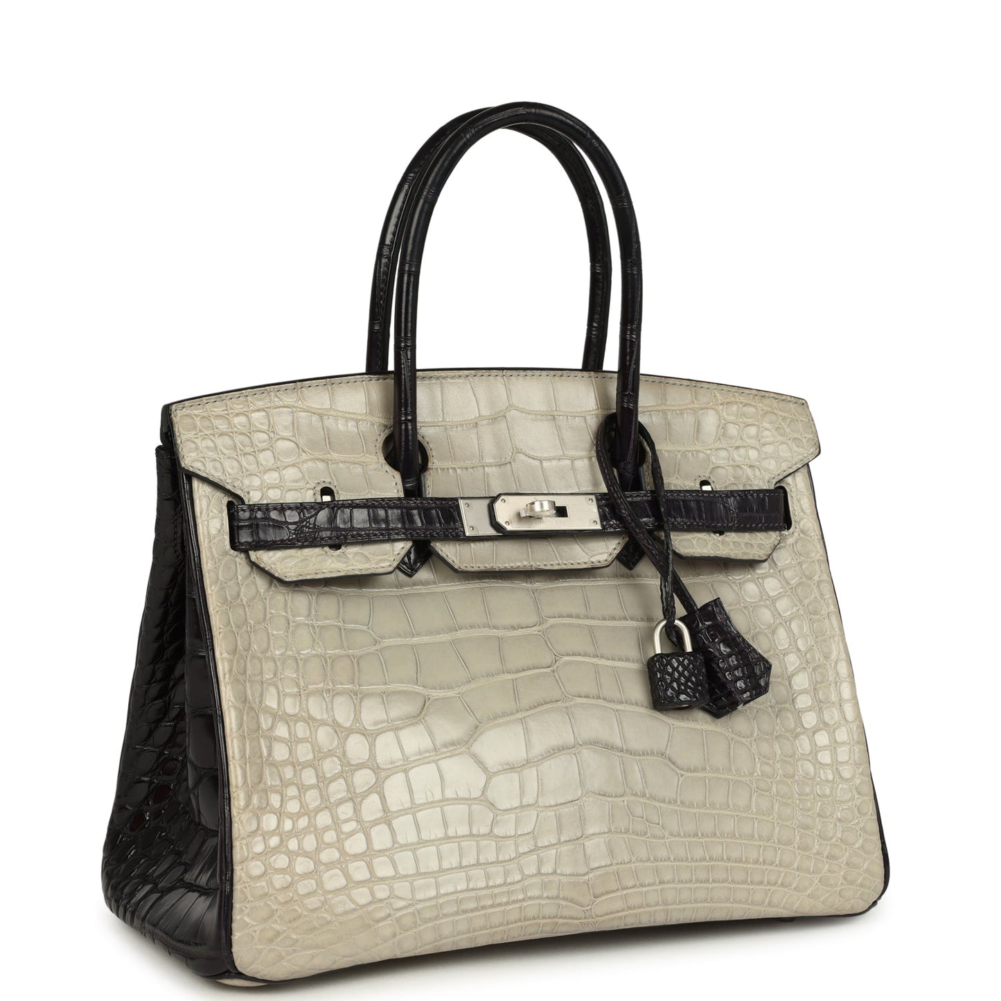 Hermes Special Order (HSS) Birkin 30 Gris Perle and Prunoir Matte Alligator Brushed Palladium Hardware