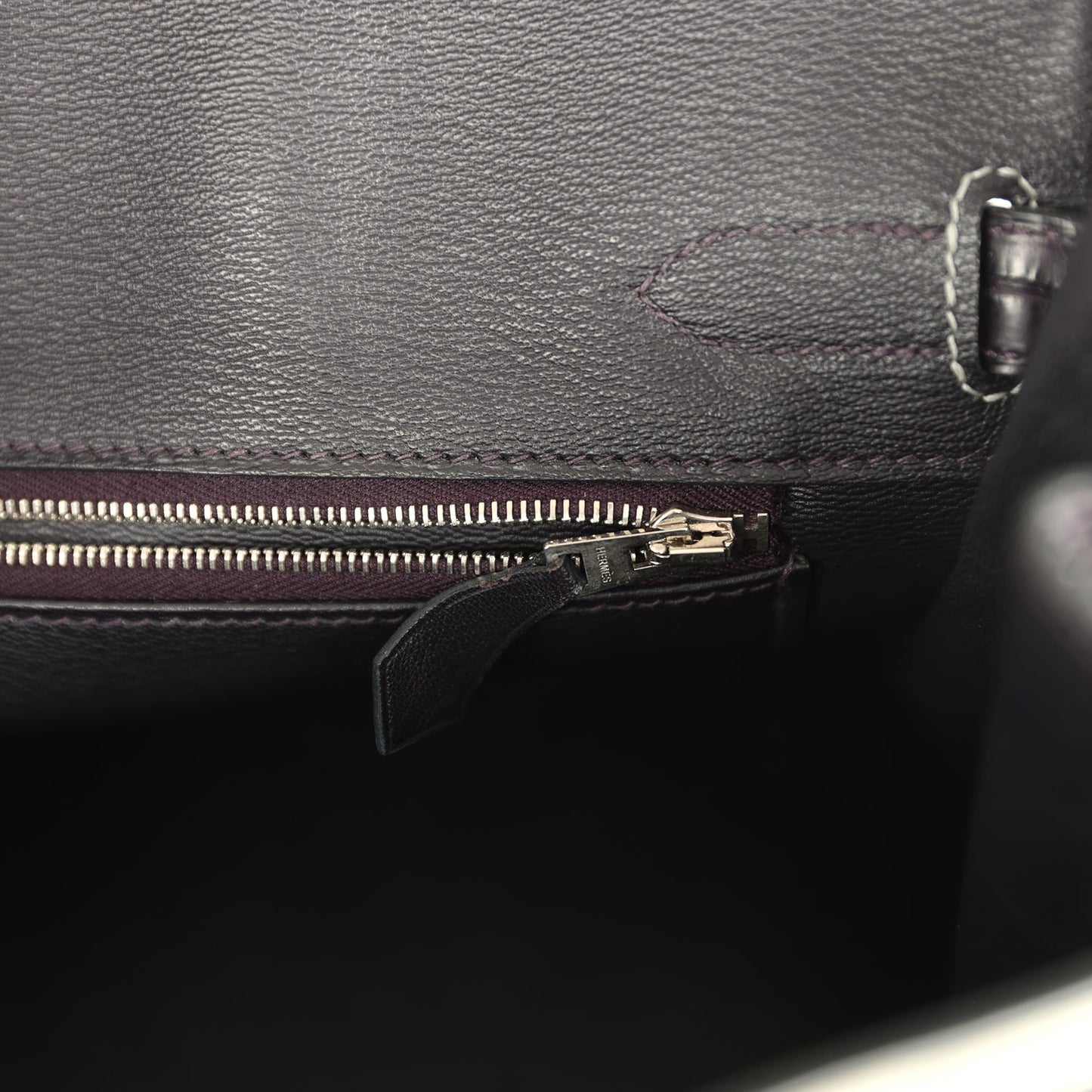 Hermes Special Order (HSS) Birkin 30 Gris Perle and Prunoir Matte Alligator Brushed Palladium Hardware