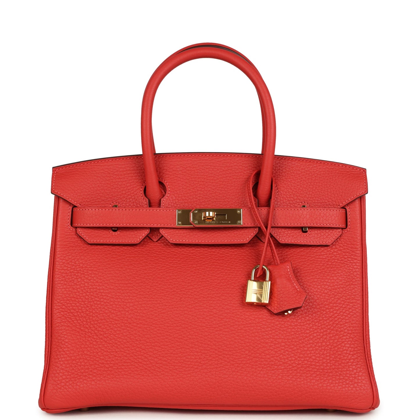 Hermes Birkin 30 Rouge Pivoine Clemence Gold Hardware