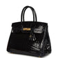 Hermes Birkin 30 Bleu Marine Shiny Niloticus Crocodile Gold Hardware