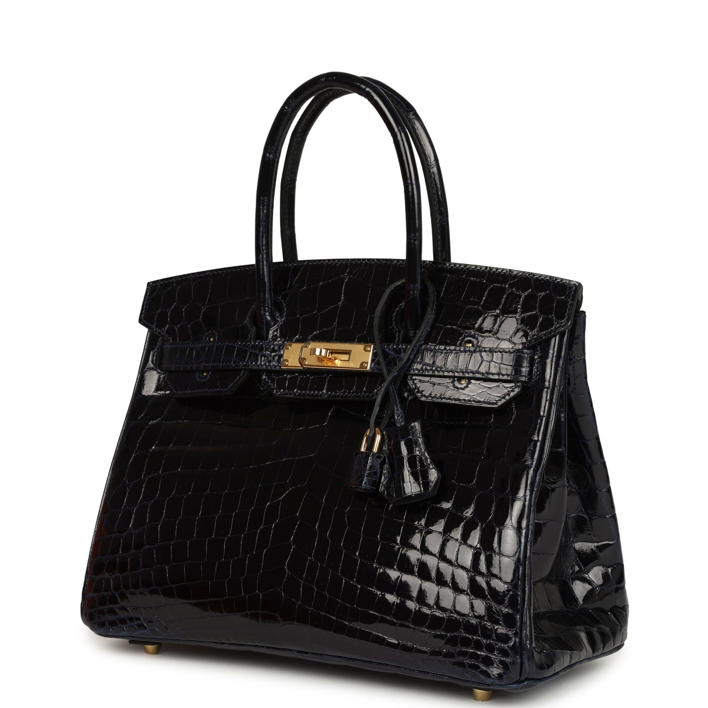 Hermes Birkin 30 Bleu Marine Shiny Niloticus Crocodile Gold Hardware