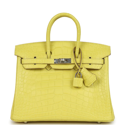 Hermes Birkin 25 Lime Matte Alligator Palladium Hardware