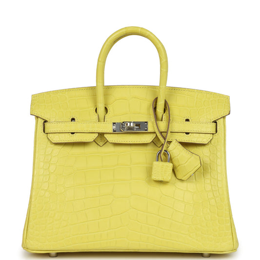 Hermes Birkin 25 Lime Matte Alligator Palladium Hardware