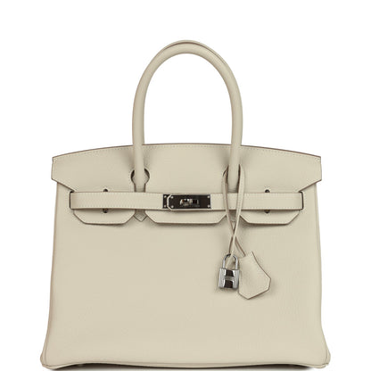 Hermes Birkin 30 Craie Togo Palladium Hardware