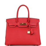 Hermes Birkin 30 Rouge Casaque Epsom Gold Hardware