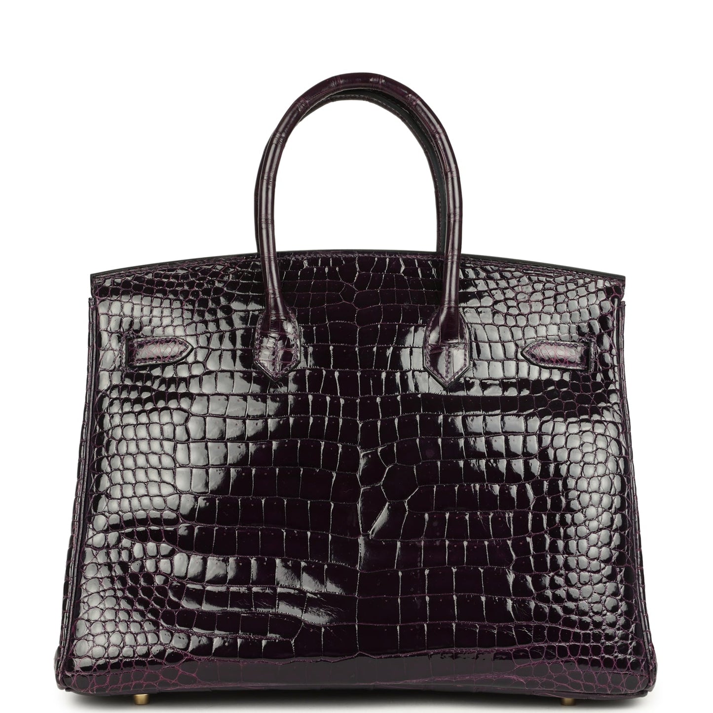 Hermes Birkin 35 Amethyst Shiny Porosus Crocodile Gold Hardware