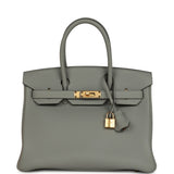 Hermes Birkin 30 Gris Mouette Togo Gold Hardware