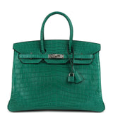 Hermes Birkin 35 Malachite Matte Niloticus Crocodile Palladium Hardware