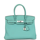 Hermes Birkin 30 Bleu Atoll Togo Palladium Hardware