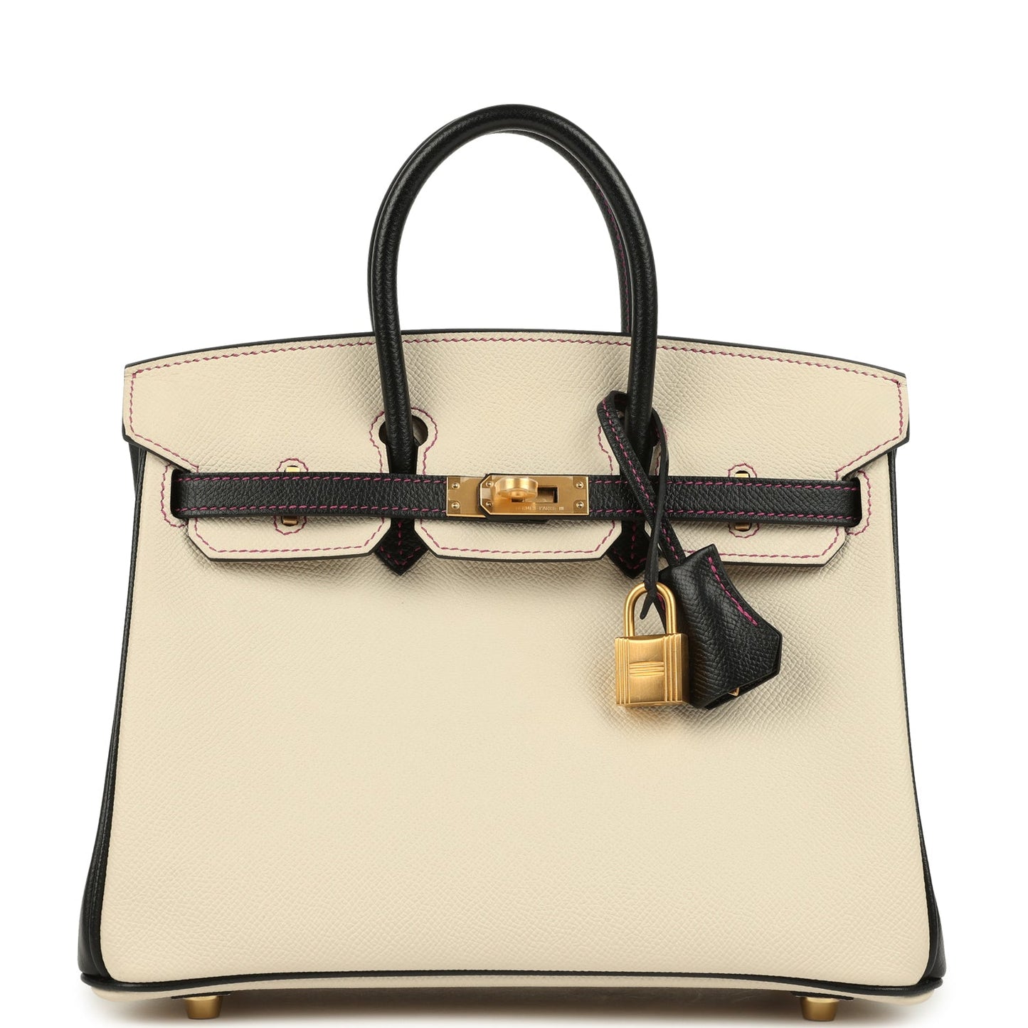 Hermes Special Order (HSS) Birkin 25 Craie and Black Epsom Brushed Gold Hardware