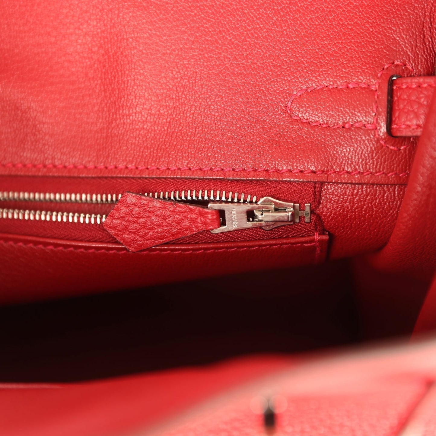 Hermes Birkin 25 Rouge Casaque Togo Palladium Hardware
