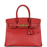 Hermes Birkin 30 Rouge Vif Ostrich Gold Hardware