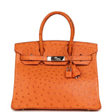 Hermes Birkin 30 Tangerine Ostrich Palladium Hardware