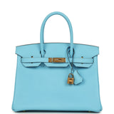 Hermes Birkin 30 Celeste Epsom Gold Hardware