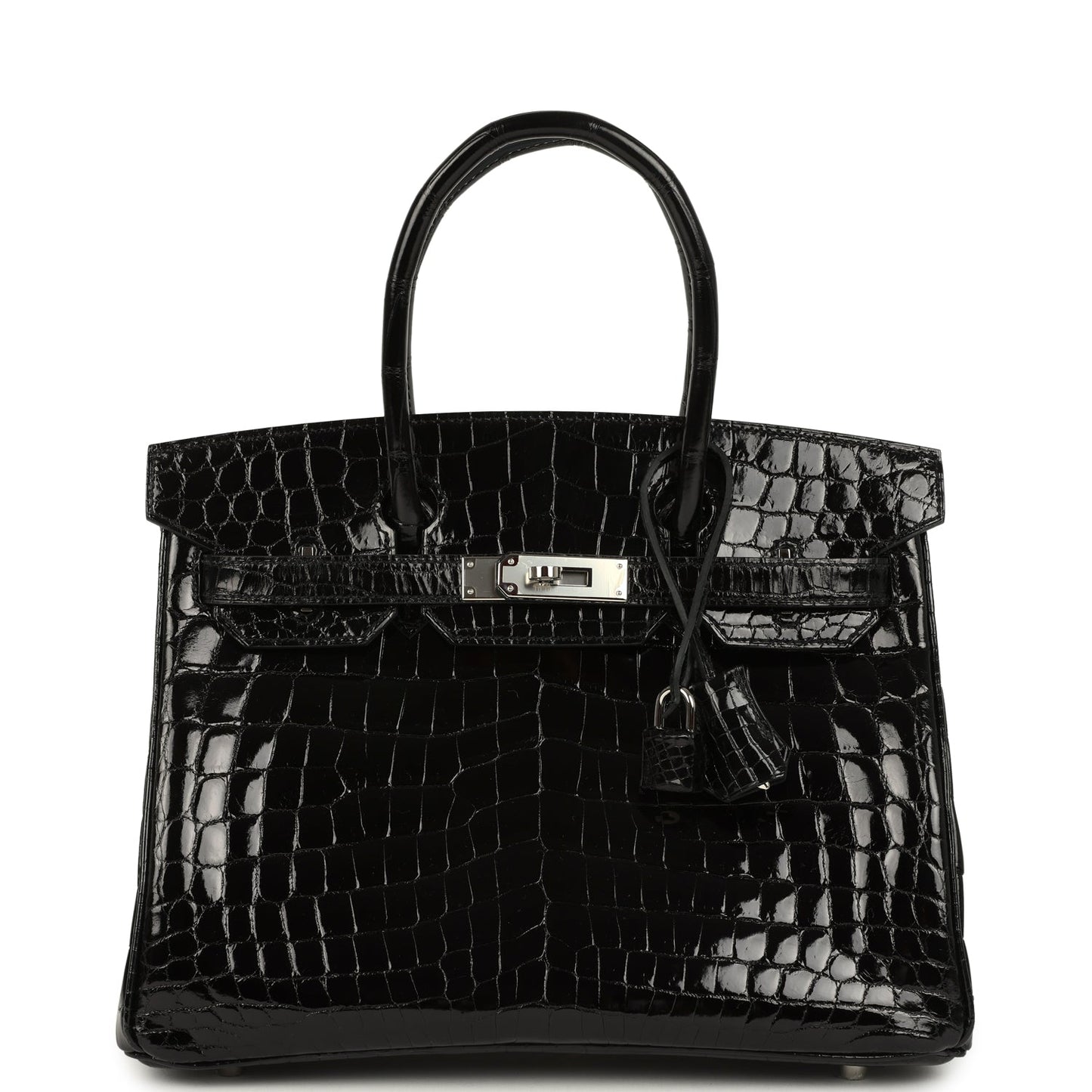 Hermes Birkin 30 Black Shiny Crocodile Niloticus Palladium Hardware