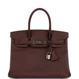 Hermes Birkin 30 Bordeaux Epsom Palladium Hardware