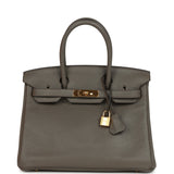 Hermes Birkin 30 Etain Clemence Gold Hardware