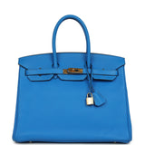 Hermes Birkin 35 Bleu Hydra Clemence Gold Hardware