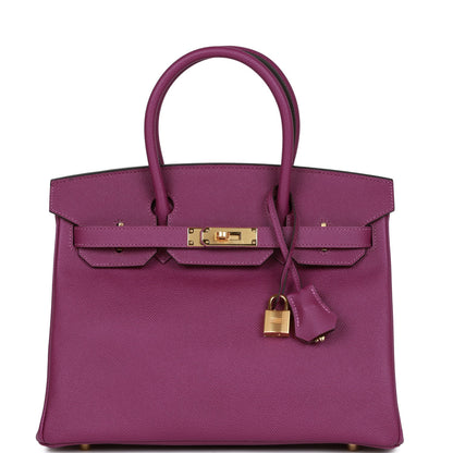 Luxury Hermes Birkin 30 Anemone Epsom Gold Hardware