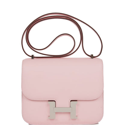 Luxury Hermes Constance 18 Rose Sakura Swift Palladium Hardware