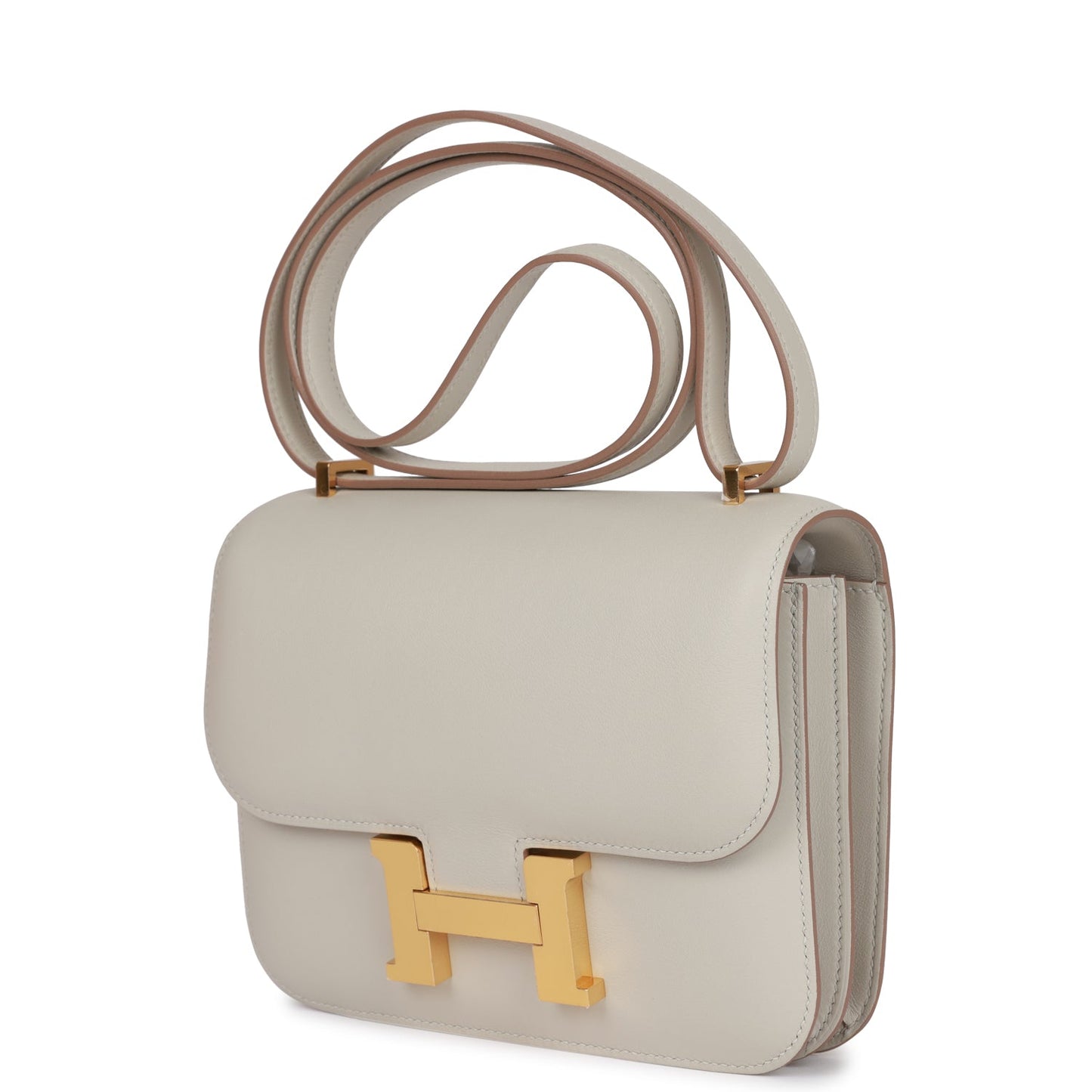 Luxury Hermes Constance 18 Gris Perle Swift Gold Hardware