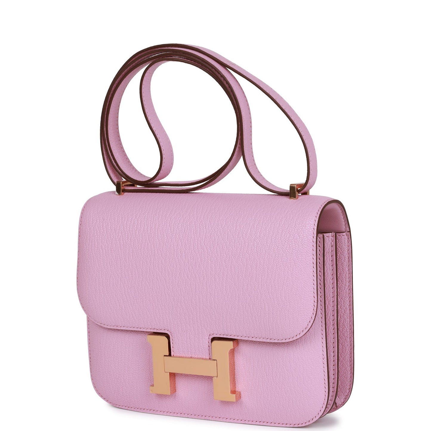 Luxury Hermes Constance 18 Mauve Sylvestre Chevre Rose Gold Hardware