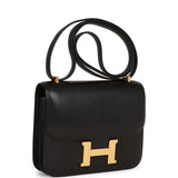 Luxury Hermes Constance 1-18 Black Chevre Gold Hardware
