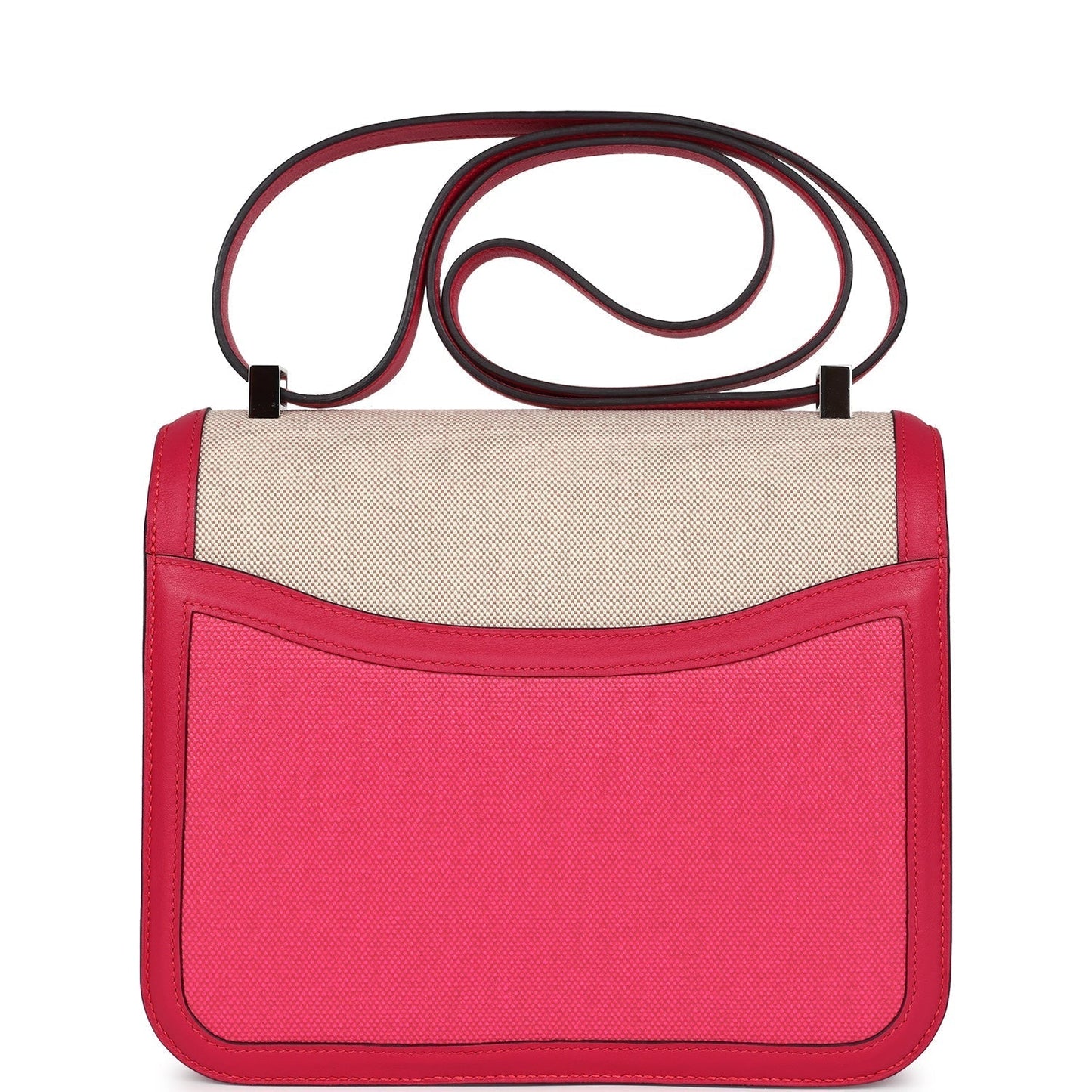 Hermes Constance 24 Rose Shocking and Ecru Toile H Berline and Framboise Swift Palladium Hardware