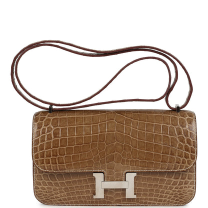 Hermes Constance Elan Ficelle Shiny Niloticus Crocodile Palladium Hardware